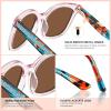 imageCARFIA Cat Eye Acetate Polarized Sunglasses for Women UV Protection Retro Ladies Eyewears with Embossed Pattern Wire Core4 Light Pink Frame  Pink Mirrored