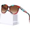imageCARFIA Cat Eye Acetate Polarized Sunglasses for Women UV Protection Retro Ladies Eyewears with Embossed Pattern Wire Core3 Floral Tortoise Frame  Gradient Brown Lens