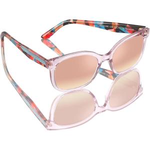 imageCARFIA Cat Eye Acetate Polarized Sunglasses for Women UV Protection Retro Ladies Eyewears with Embossed Pattern Wire Core4 Light Pink Frame  Pink Mirrored