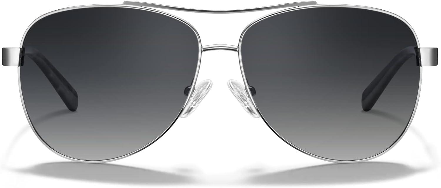 imageCARFIA Polarized Sunglasses for Women UV Protection Acetate Arms Metal Frame Womans Shades CA32163 Grey Gradient Lens Grey Tortoise Arm