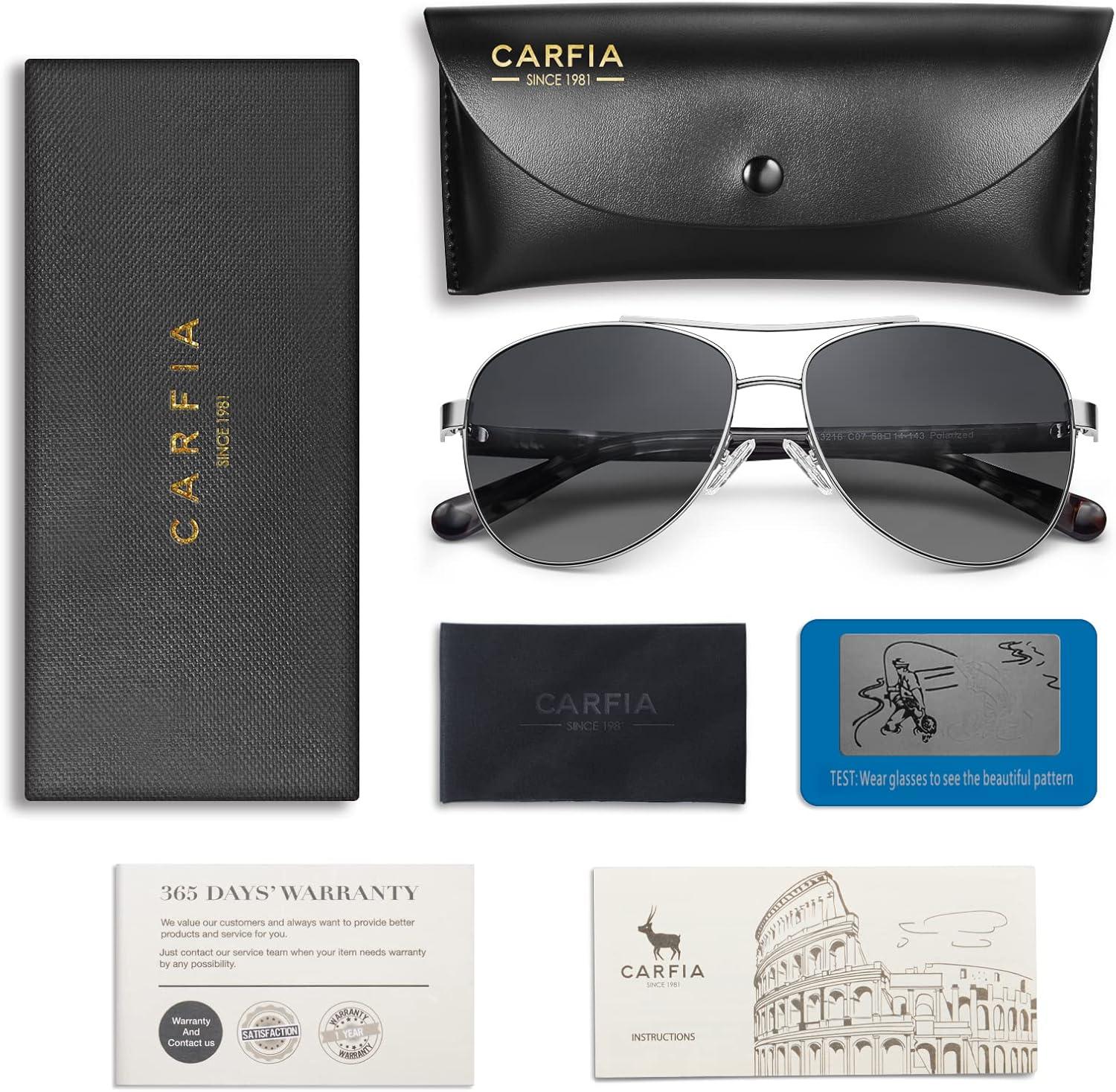 imageCARFIA Polarized Sunglasses for Women UV Protection Acetate Arms Metal Frame Womans Shades CA32163 Grey Gradient Lens Grey Tortoise Arm