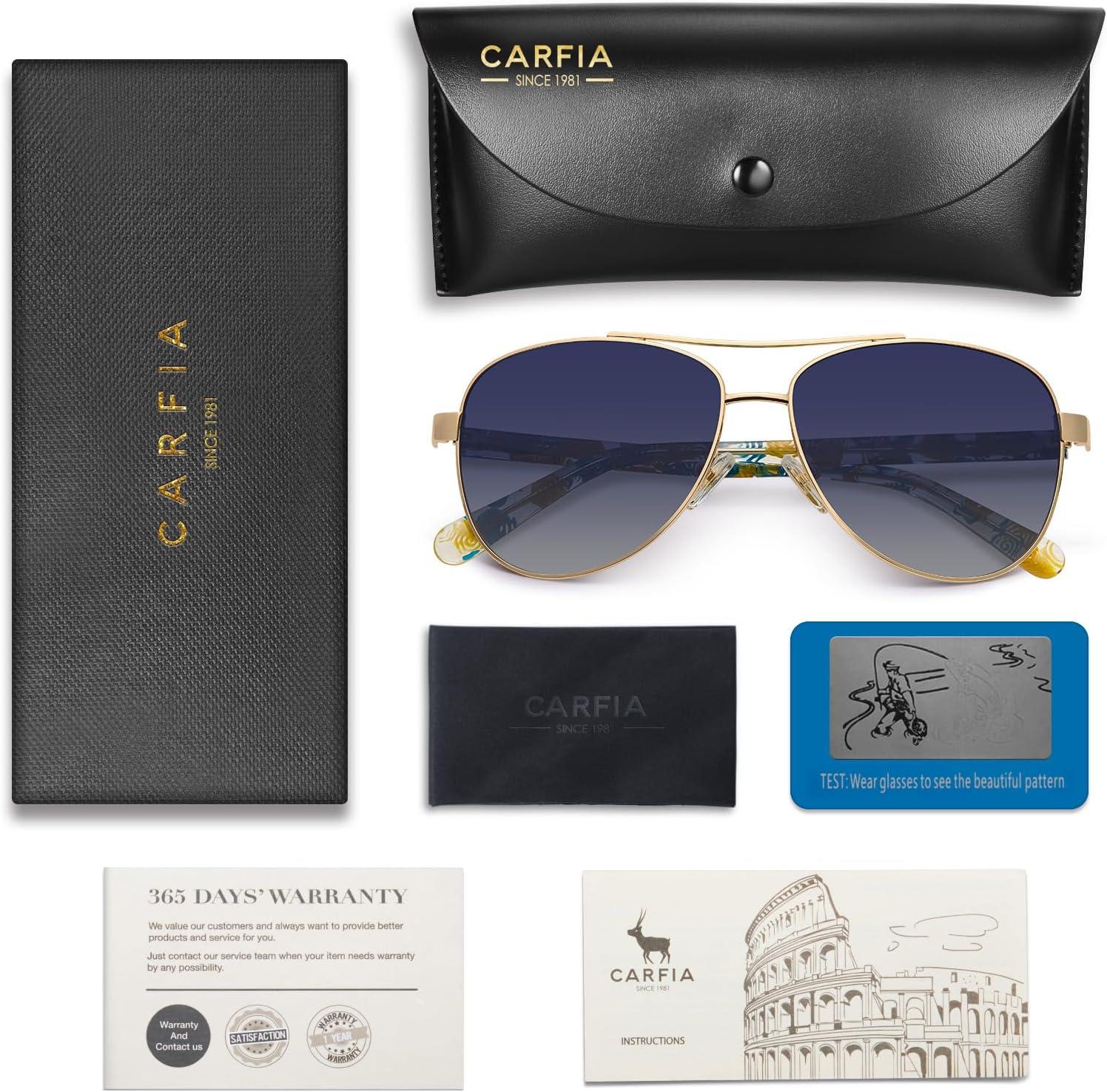 imageCARFIA Polarized Sunglasses for Women UV Protection Acetate Arms Metal Frame Womans Shades CA32167 Blue Gradient Lens Artistical Starry Sky Arm