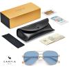 imageCARFIA Polarized Sunglasses for Women UV Protection Acetate Arms Metal Frame Womans Shades CA32167 Grade 2 Light Blue Lens Pink Tortoise Arm