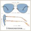 imageCARFIA Polarized Sunglasses for Women UV Protection Acetate Arms Metal Frame Womans Shades CA32167 Grade 2 Light Blue Lens Pink Tortoise Arm