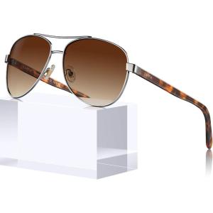 imageCARFIA Polarized Sunglasses for Women UV Protection Acetate Arms Metal Frame Womans Shades CA32164 Brown Gradient Lens Silver Frame
