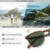 imageCARFIA Retro Acetate Polarized Sunglasses for Men UV400 Protection HandCrafted Frame Sun Glasses CA5285L21 Striped Frame Green Lenses