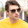 imageCARFIA Retro Acetate Polarized Sunglasses for Men UV400 Protection HandCrafted Frame Sun Glasses CA5285L25 Brown Frame Tea Lens