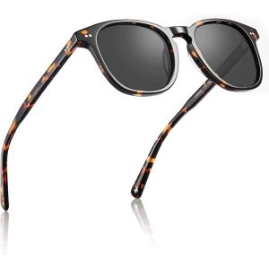 imageCARFIA Retro Acetate Polarized Sunglasses for Men UV400 Protection HandCrafted Frame Sun Glasses CA5285L1 Tortoise Frame Grey Lens