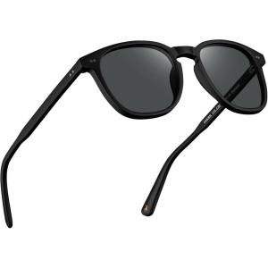 imageCARFIA Retro Acetate Polarized Sunglasses for Men UV400 Protection HandCrafted Frame Sun Glasses CA5285L23 Black Frame Grey Lens