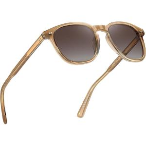imageCARFIA Retro Acetate Polarized Sunglasses for Men UV400 Protection HandCrafted Frame Sun Glasses CA5285L25 Brown Frame Tea Lens