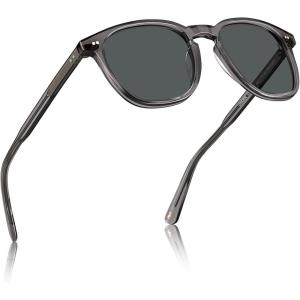 imageCARFIA Retro Acetate Polarized Sunglasses for Men UV400 Protection HandCrafted Frame Sun Glasses CA5285L31 Grey Frame Grey Lens