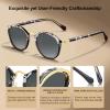 imageCARFIA Acetate Metal Bridge Sunglasses for Women Polarized UV Protection Retro Fashion Ladies Sunnies Round Shades Eyewears1 White Tortoise Frame Gradient Grey Lens