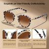 imageCARFIA Acetate Metal Bridge Sunglasses for Women Polarized UV Protection Retro Fashion Ladies Sunnies Round Shades Eyewears2 Pink Black Checkers Frame Gradient Brown Lens