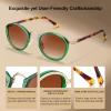 imageCARFIA Acetate Metal Bridge Sunglasses for Women Polarized UV Protection Retro Fashion Ladies Sunnies Round Shades Eyewears3 Translucent Green Frame Gradient Brown Lens