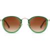 imageCARFIA Acetate Metal Bridge Sunglasses for Women Polarized UV Protection Retro Fashion Ladies Sunnies Round Shades Eyewears3 Translucent Green Frame Gradient Brown Lens