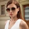 imageCARFIA Acetate Metal Bridge Sunglasses for Women Polarized UV Protection Retro Fashion Ladies Sunnies Round Shades Eyewears3 Translucent Green Frame Gradient Brown Lens