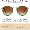 imageCARFIA Acetate Metal Bridge Sunglasses for Women Polarized UV Protection Retro Fashion Ladies Sunnies Round Shades Eyewears3 Translucent Green Frame Gradient Brown Lens