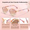 imageCARFIA Acetate Metal Bridge Sunglasses for Women Polarized UV Protection Retro Fashion Ladies Sunnies Round Shades Eyewears4 Pink White Tortoise Frame Pink Mirror