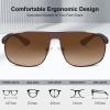 imageCARFIA Large Curved Cool Polarized Sunglasses for Men UV Protection Lightweight Metal Frame Outdoor Trendy Driving Sunnies2 Matted Brown Frame Gradient Brown Lens