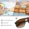 imageCARFIA Large Curved Cool Polarized Sunglasses for Men UV Protection Lightweight Metal Frame Outdoor Trendy Driving Sunnies2 Matted Brown Frame Gradient Brown Lens
