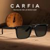 imageCARFIA Retro Cool Acetate Sunglasses for Men Polarized UV Protection Trendy Square Male Sunnies Outdoor Driving Eyewears2 Black Frame Grey Lens