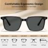 imageCARFIA Retro Cool Acetate Sunglasses for Men Polarized UV Protection Trendy Square Male Sunnies Outdoor Driving Eyewears2 Black Frame Grey Lens