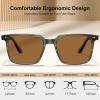 imageCARFIA Retro Cool Acetate Sunglasses for Men Polarized UV Protection Trendy Square Male Sunnies Outdoor Driving Eyewears3 Green Demi Frame Brown Lens