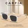 imageCARFIA Retro Cool Acetate Sunglasses for Men Polarized UV Protection Trendy Square Male Sunnies Outdoor Driving Eyewears4 Transparent Frame Grey Lens