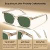 imageCARFIA Retro Cool Acetate Sunglasses for Men Polarized UV Protection Trendy Square Male Sunnies Outdoor Driving Eyewears7 Clear Yellow Frame Green Lens