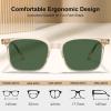 imageCARFIA Retro Cool Acetate Sunglasses for Men Polarized UV Protection Trendy Square Male Sunnies Outdoor Driving Eyewears7 Clear Yellow Frame Green Lens