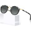 imageCARFIA Acetate Metal Bridge Sunglasses for Women Polarized UV Protection Retro Fashion Ladies Sunnies Round Shades Eyewears1 White Tortoise Frame Gradient Grey Lens