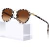 imageCARFIA Acetate Metal Bridge Sunglasses for Women Polarized UV Protection Retro Fashion Ladies Sunnies Round Shades Eyewears2 Pink Black Checkers Frame Gradient Brown Lens