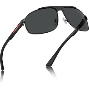 imageCARFIA Large Curved Cool Polarized Sunglasses for Men UV Protection Lightweight Metal Frame Outdoor Trendy Driving Sunnies4 Matted Black Frame Grey Lens1