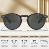 imageCARFIA Acetate Vintage Round Polarized Sunglasses for Men UV400 Lenses Handcrafted Frame1 Matte Black Frame  Grey Lens