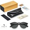 imageCARFIA Acetate Vintage Round Polarized Sunglasses for Men UV400 Lenses Handcrafted Frame1 Matte Black Frame  Grey Lens