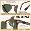 imageCARFIA Acetate Vintage Round Polarized Sunglasses for Men UV400 Lenses Handcrafted Frame3 Brown Striped Frame  Green Lens