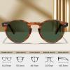 imageCARFIA Acetate Vintage Round Polarized Sunglasses for Men UV400 Lenses Handcrafted Frame3 Brown Striped Frame  Green Lens