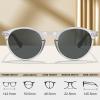 imageCARFIA Acetate Vintage Round Polarized Sunglasses for Men UV400 Lenses Handcrafted Frame4 Clear Frame  Gray Lens