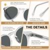 imageCARFIA Acetate Vintage Round Polarized Sunglasses for Men UV400 Lenses Handcrafted Frame4 Clear Frame  Gray Lens