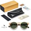 imageCARFIA Acetate Vintage Round Polarized Sunglasses for Men UV400 Lenses Handcrafted Frame5 Brown Tortoise Frame  Green Lens