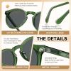 imageCARFIA Acetate Vintage Round Polarized Sunglasses for Men UV400 Lenses Handcrafted Frame6 Clear Green Frame  Gray Lens