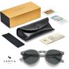 imageCARFIA Acetate Vintage Round Polarized Sunglasses for Men UV400 Lenses Handcrafted Frame7 Transparent Grey Frame  Grey Lens