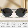 imageCARFIA Acetate Vintage Round Polarized Sunglasses for Men UV400 Lenses Handcrafted Frame7 Transparent Grey Frame  Grey Lens