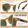 imageCARFIA Acetate Vintage Round Polarized Sunglasses for Men UV400 Lenses Handcrafted Frame8 Orange Frame  Green Lens