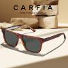 imageCARFIA Curved Acetate Polarized Sunglasses for Men UV Protection Cool Retro Driving Eyewears with Embossed Pattern Wire Core1 Brown Tortoise Frame Grey Lens