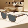 imageCARFIA Curved Acetate Polarized Sunglasses for Men UV Protection Cool Retro Driving Eyewears with Embossed Pattern Wire Core2 Demi Frame Grey Lens