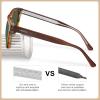 imageCARFIA Curved Acetate Polarized Sunglasses for Men UV Protection Cool Retro Driving Eyewears with Embossed Pattern Wire Core4 Brown Striped Frame Green Lens
