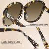 imageCARFIA Large Curved Acetate Polarized Sunglasses for Women UV Protection Retro Fashion Ladies Shades Driving Safety Eyewear1 Brown Tortoise Frame Gradient Brown Lens