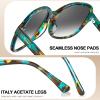 imageCARFIA Large Curved Acetate Polarized Sunglasses for Women UV Protection Retro Fashion Ladies Shades Driving Safety Eyewear2 Turquoise Frame Gradient Grey Lens