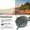 imageCARFIA Large Curved Acetate Polarized Sunglasses for Women UV Protection Retro Fashion Ladies Shades Driving Safety Eyewear2 Turquoise Frame Gradient Grey Lens